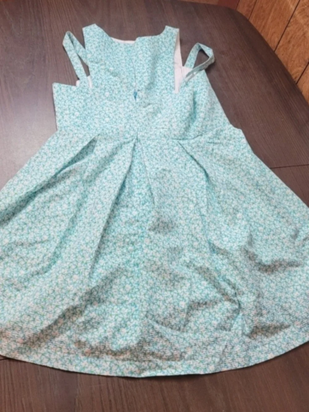 Girls' Handmade Light Green Floral Dress 14/16